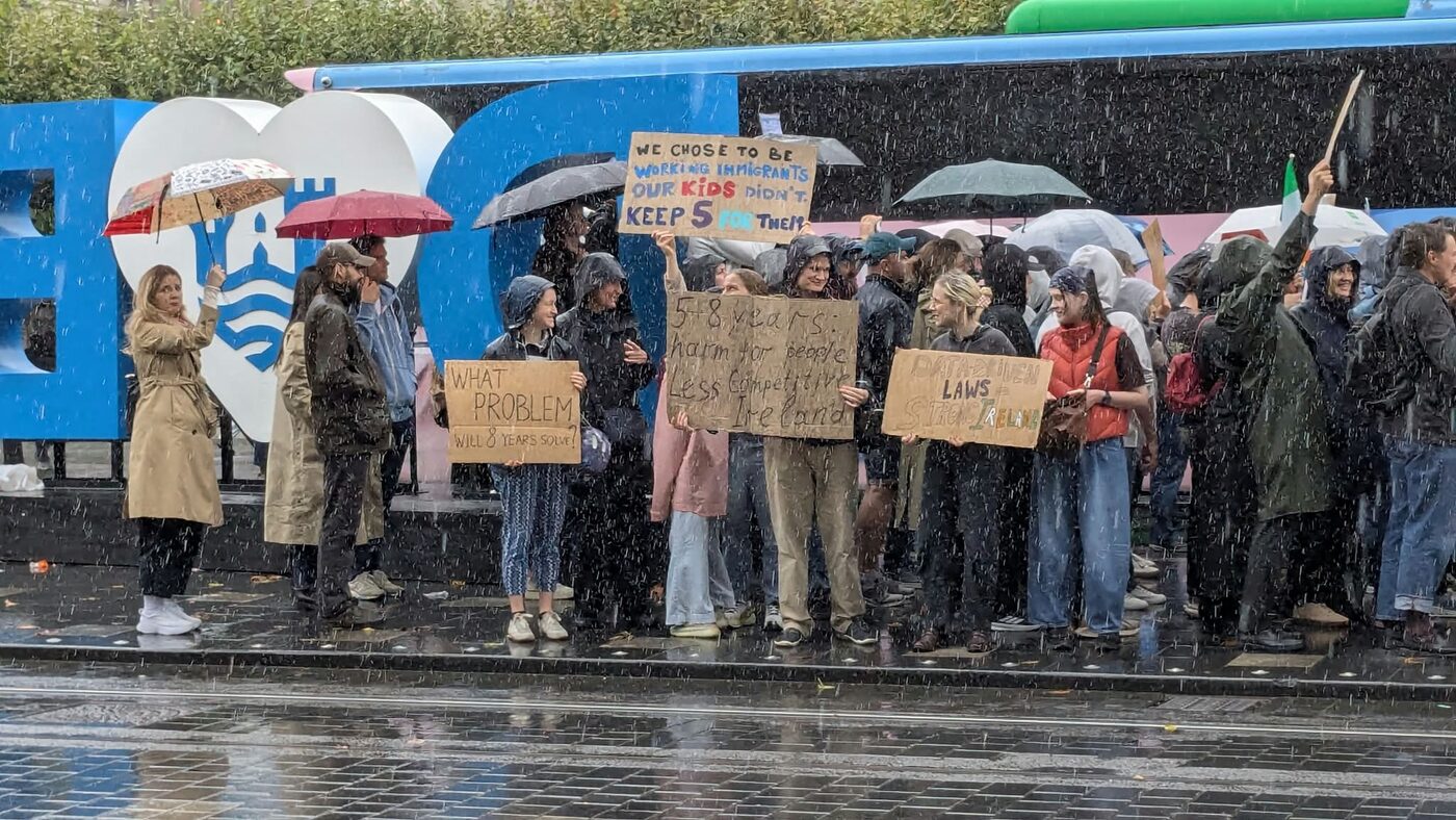 Handmade signs at the Spire, 27 September
